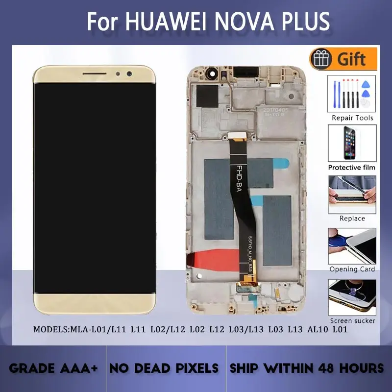 

For Huawei nova plus MLA-L01 L11 L02 L12 L12 L03 L13 AL10 L01 LCD screen assembly with front case touch glass,With repair parts