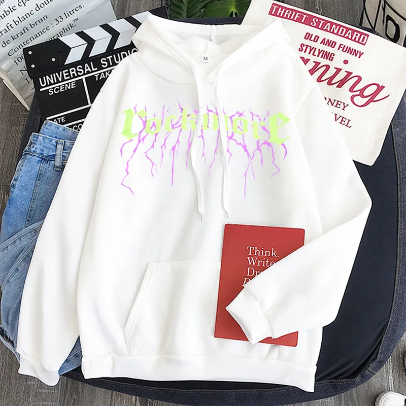 

Women's 2021 Classic Lightning Pattern Hoodie Korean Harajuku Pullover Streetwear Oversized Hoodie Men's Pullover Aesthetic
