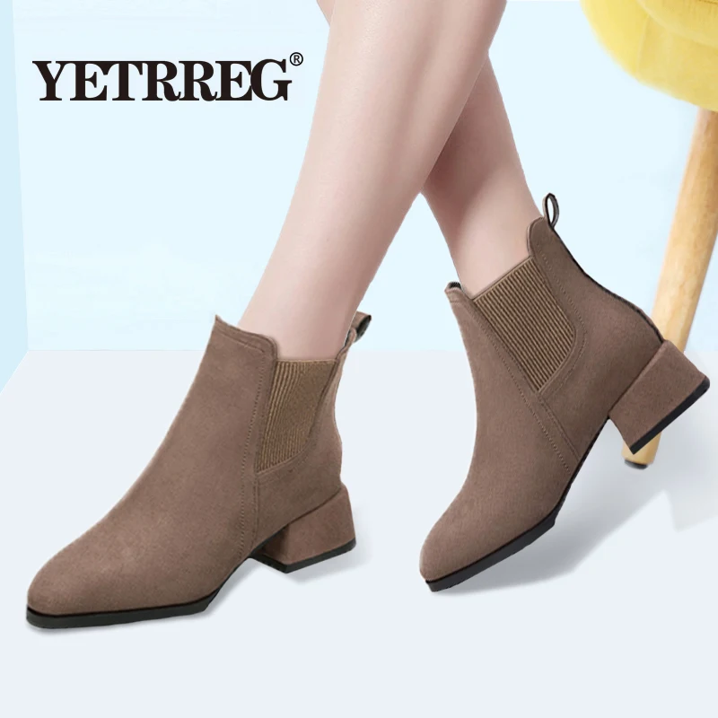 Женские ботильоны сезон осень зима новые модные женские ботинки Цвет черный