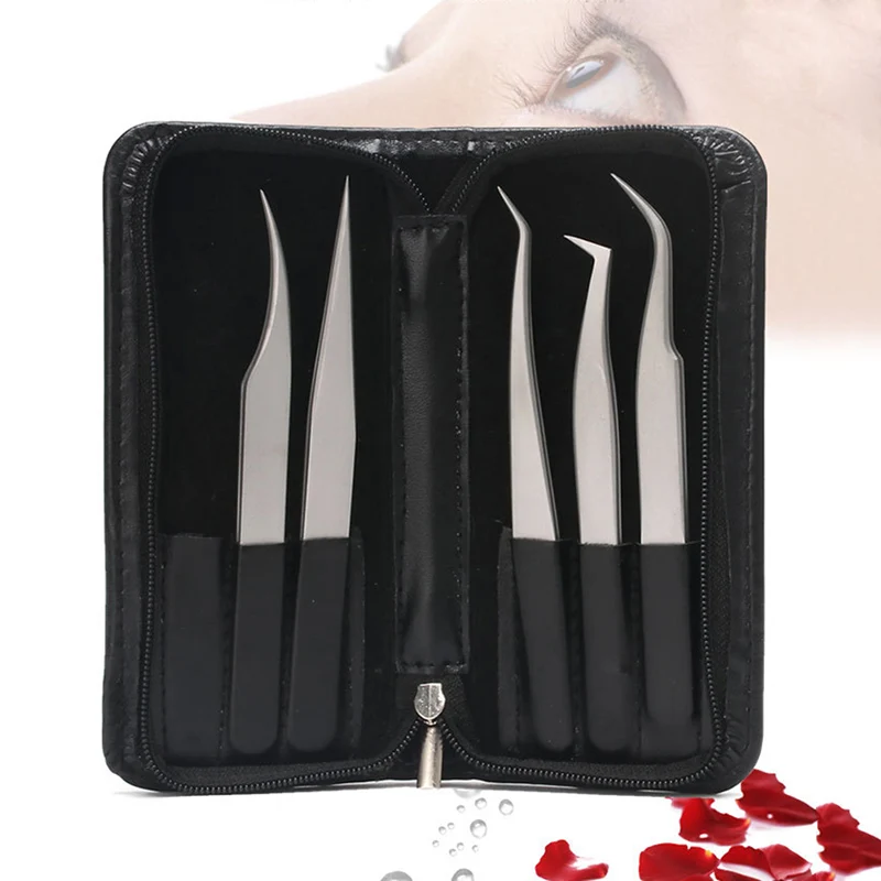 

5Pcs Precision Tweezers Set Anti-Static Stainless Steel tweezers Kit for Craft Jewelry Eyebrow Eyelash Extension