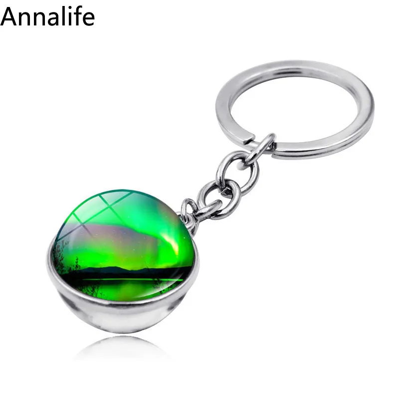 Новинка 2019 круглый брелок с изображением северных огней Авроры стеклянный
