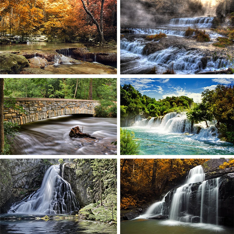 Nitree пейзаж природный поток водопад сцены каменная моста фон для фотостудии