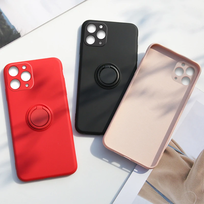 

Magnetic Ring Soft Case For iPhone 7 8 6s Plus Original Liquid Silicone Cover Candy Shockproof For iPhone X Xs 11 12 Pro Max XR