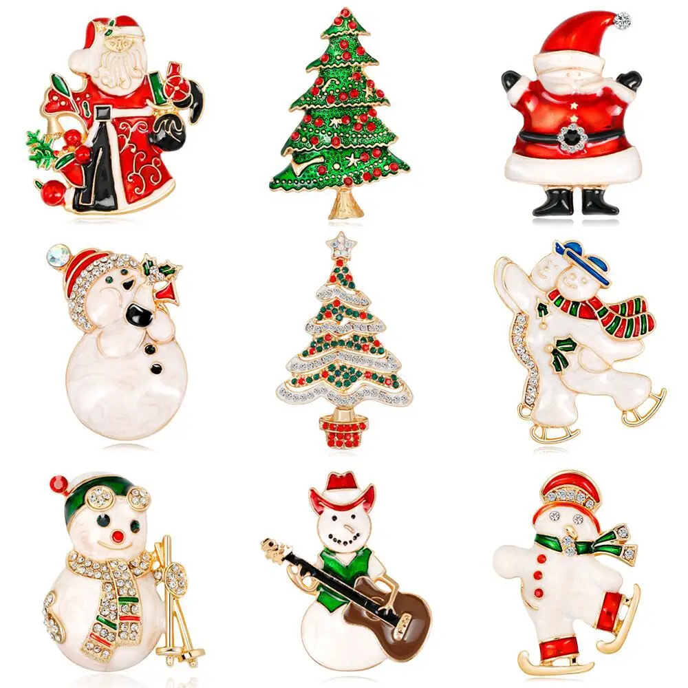 

WANGAIYAO New Christmas Brooch Ornaments Christmas Tree Santa Claus Christmas Snowman Bell Pin Brooch Holiday Clothing Accessori