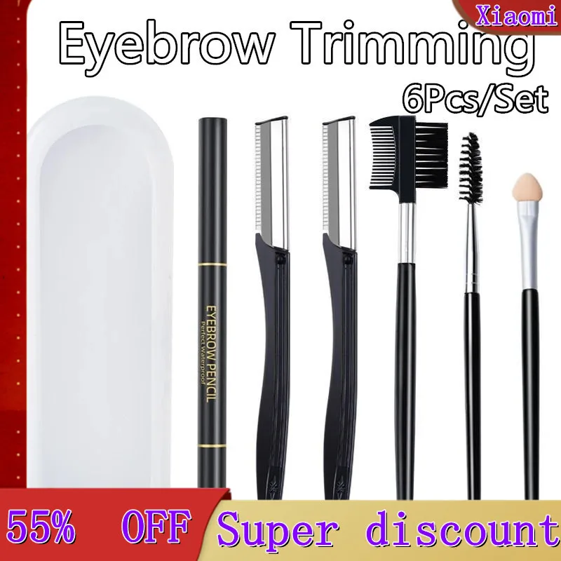 

4/6Pcs/Set Eyebrow Grooming Trimmer Kit Scissors Tweezers Brow Trimming Tool Eye Brow Shaping Knife Razor Make Up Tool