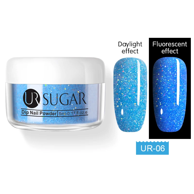 glitter6 Ur Sugar погружение флуоресцентная пудра Пыль неоновый дизайн для ногтей украшения без лампы вылеченные маникюрные ногти блеск Dip Kit 5 мл - Цвет: glitter6