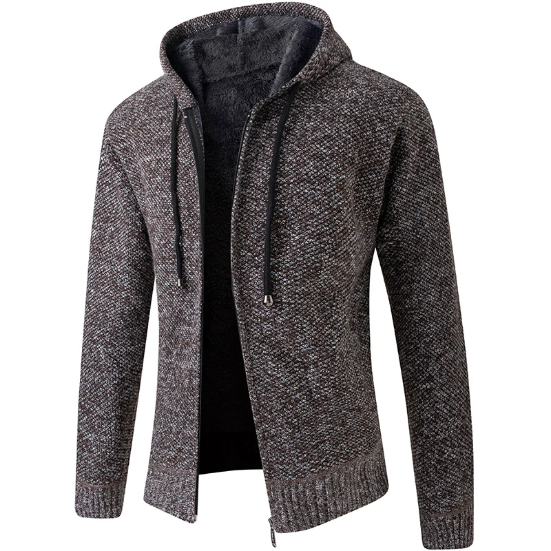

2020 New Cardigan Mens Hooded Collar Fleece Warm Sweaters Coat Men Coat Hoodies Jacket Thick Full Solid Cardigan Male Coats