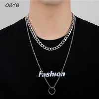 stainless steel chain necklace long hip hop cuban chains on the neck fashion jewelry for women men accessories friends gift