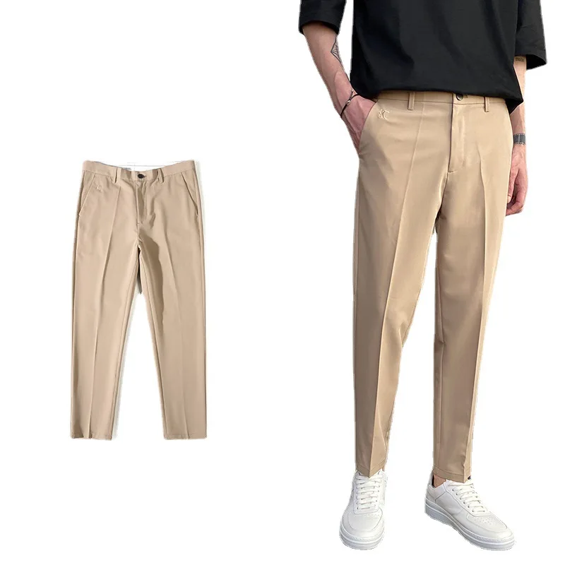 

Small trousers men's sagging pants Korean Trend Slim small foot casual pants men's spring and autumn straight suit pants