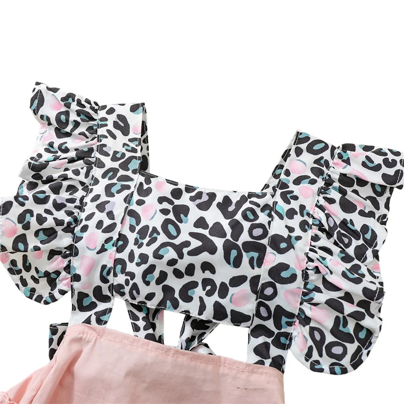 

0-2Years Newborn Toddler Infants Girls Romper Tops,Summer Leopard Print Fly Sleeves Home Sports Sleeping Kids High Waist Clothes