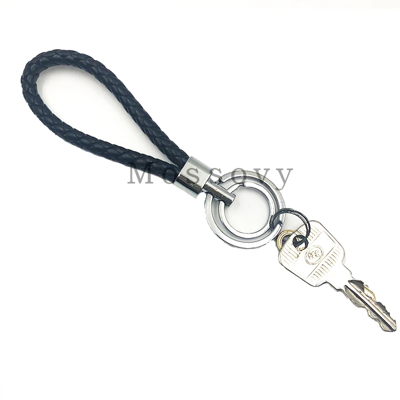 12 цветов ручная кожаная Веревка Плетеный брелок металлические брелки для ключей