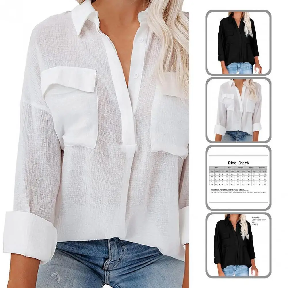 

Turn-down Collar Breathable Turn-down Collar Autumn Shirt Ladies Clothing