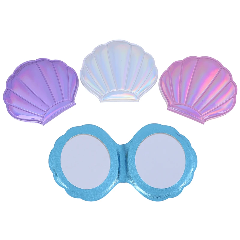 Портативное зеркало для макияжа ракушка искусственная Лупа 1:2 девочек карманное