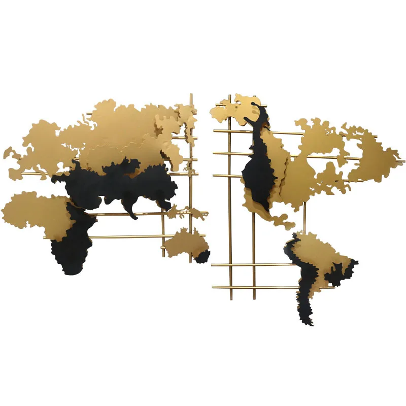 

The northern European style is simple, the modern light extravagant iron art metal gold world map, the living room