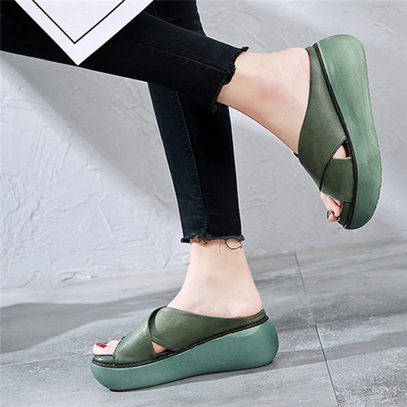 

Slippers Women Summer Open Toe Wedges Slippers Beach Walk Shoes Casual Women Fish Mouth Platform Slope Sandals