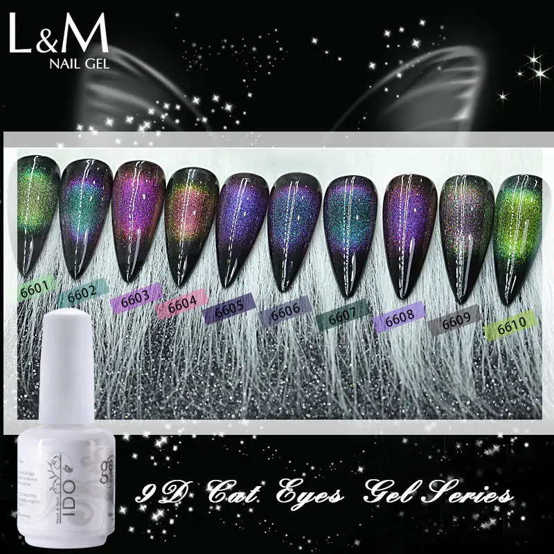 

1pc IDO NEW Arrival 9D Cat Eyes series brand UV soak off Gelpolish magic Long Lasting Magnetic Gel Nails Shining and Changeable