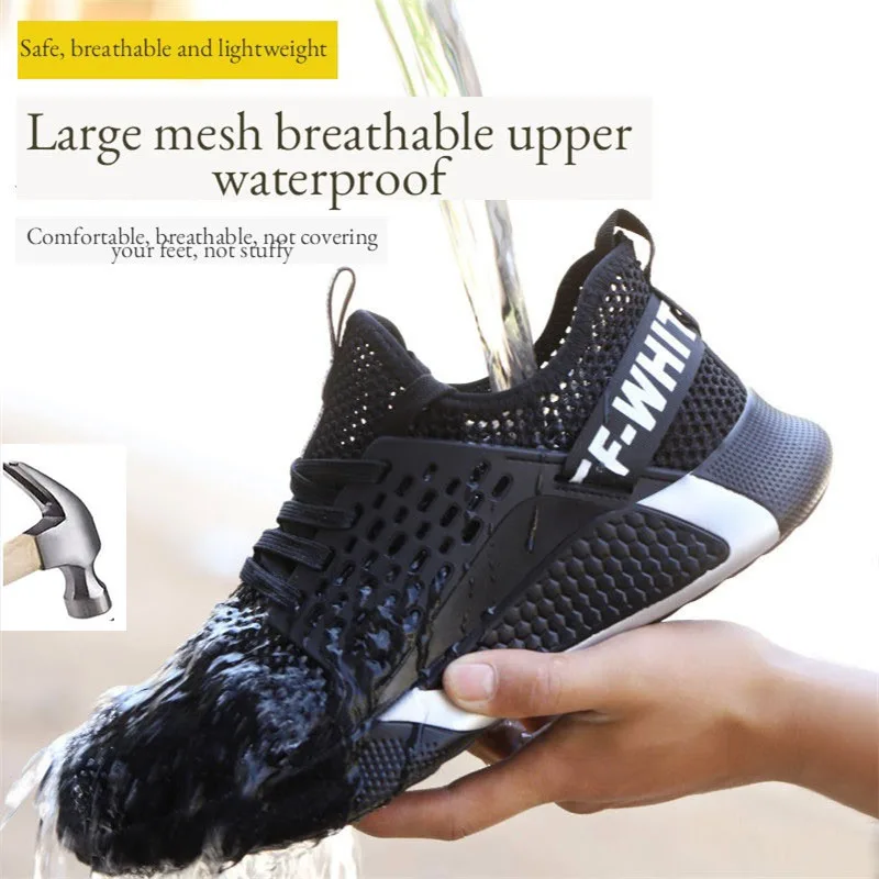 

Summer Waterproof Breathable Men women Work Safety Shoes Steel Toe Boots Indestructible Ryder Shoes Light Non-slip Sneakers
