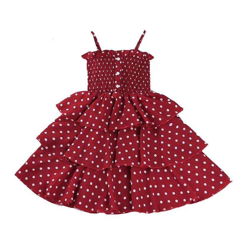 

Girls Dresses 2022 New Summer Teenagers Dot Sling Princess Cake Elegant Children Kids Clothes Girl Dress 4 6 7 8 10 Years