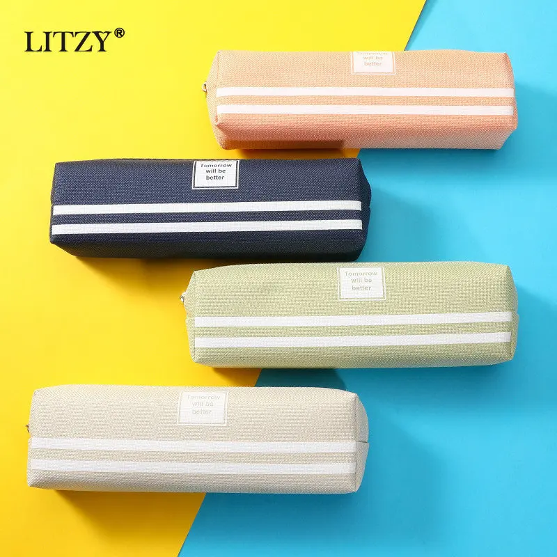 Красочный чехол для карандашей на молнии креативные корейские холщовые чехлы