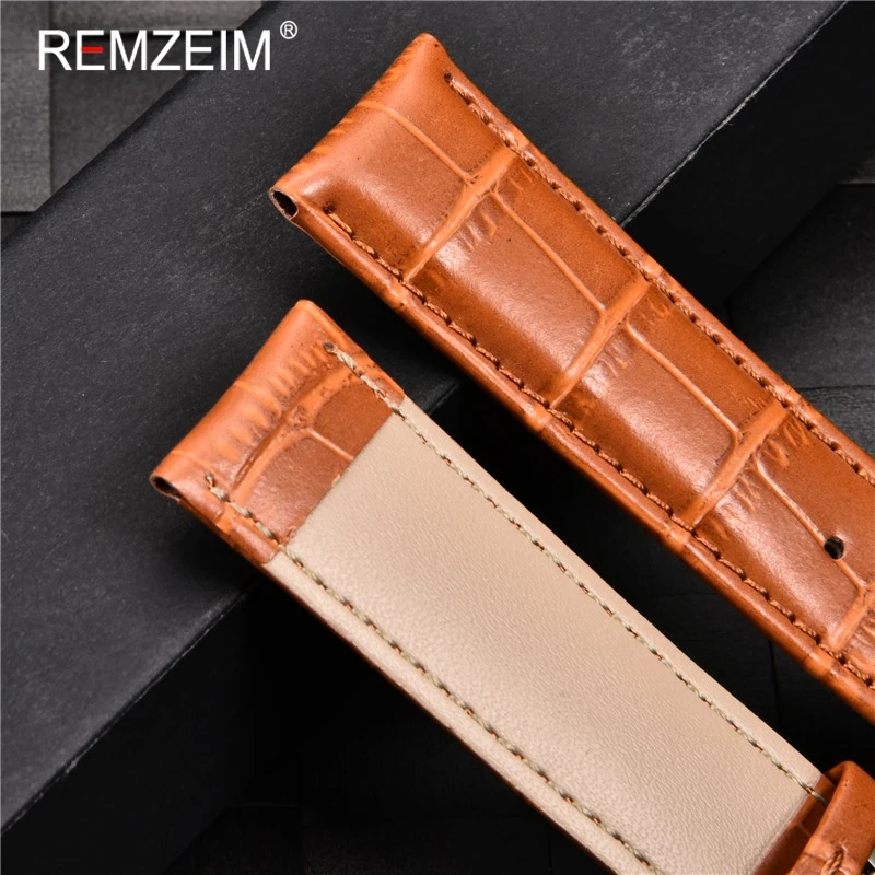 Ремешок REMZEIM из натуральной кожи ремешок для часов 16 17 18 19 20 21 22 23 24 мм телячьей