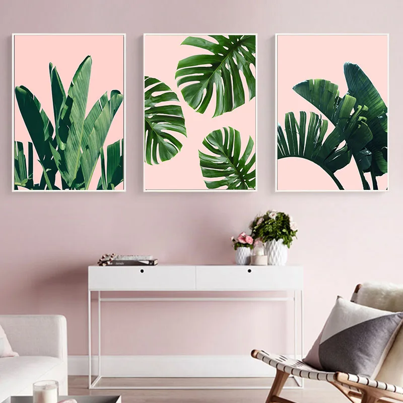 Минималистичный тропический растительный холст картина с банановым листом