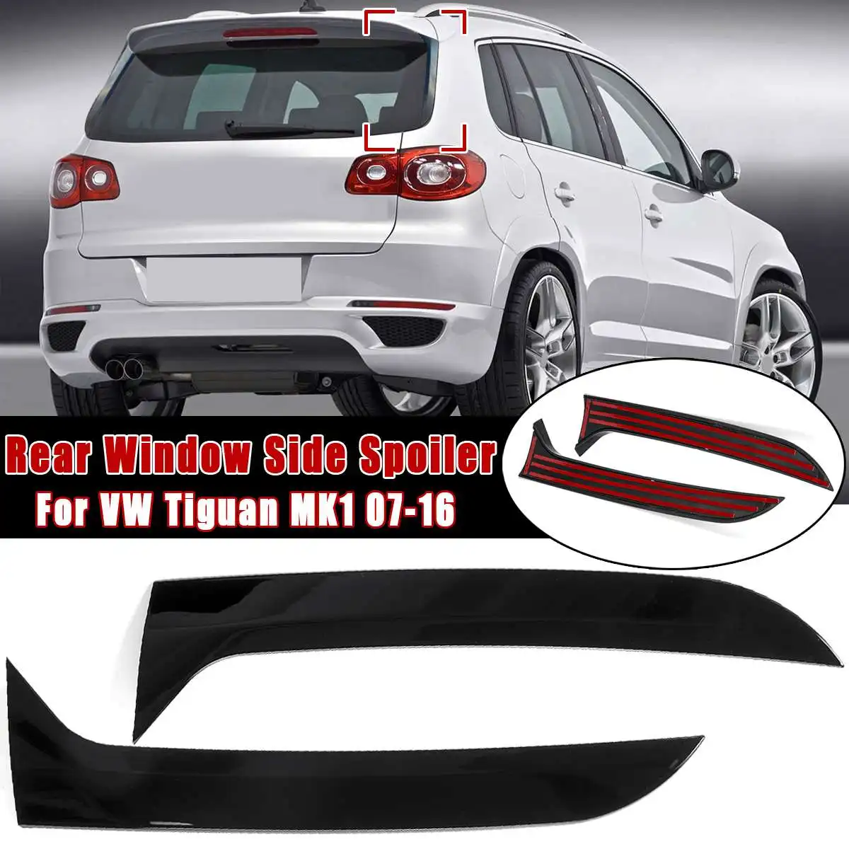 Задний спойлер Canard черный глянцевый для VW Tiguan MK1 2007 2008 2009 2010 2011 2012 2016/MK2 2017