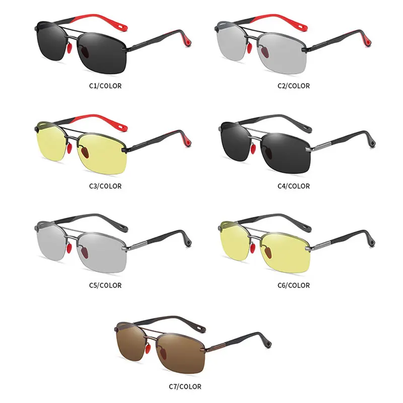 

HBK 2021 New Half-Frame Square Photochromic Sunglasses Men Fashion Driving Sunglasses Anti-Glare Outdoor UV400