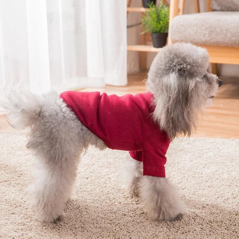 Hipidog Мягкая дышащая однотонная Вышивка Осень Зима вязаная одежда для животных для щенков свитер для собаки
