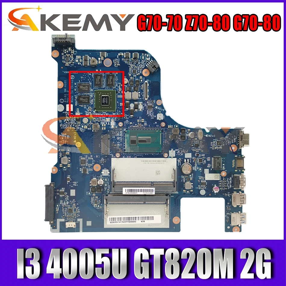

Akemy AILG1 NM-A331 Motherboard For Lenovo G70-70 Z70-80 G70-80 Laptop Motherboard CPU I3 4005U GT820M 2G 100% Test Work