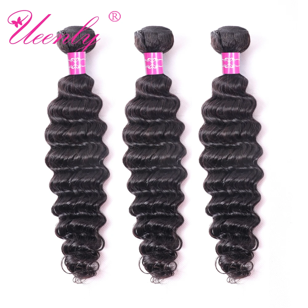 Uesly бразильские пучки волос плетение Remy 3/4 Пучки глубокая волна 100% человеческие