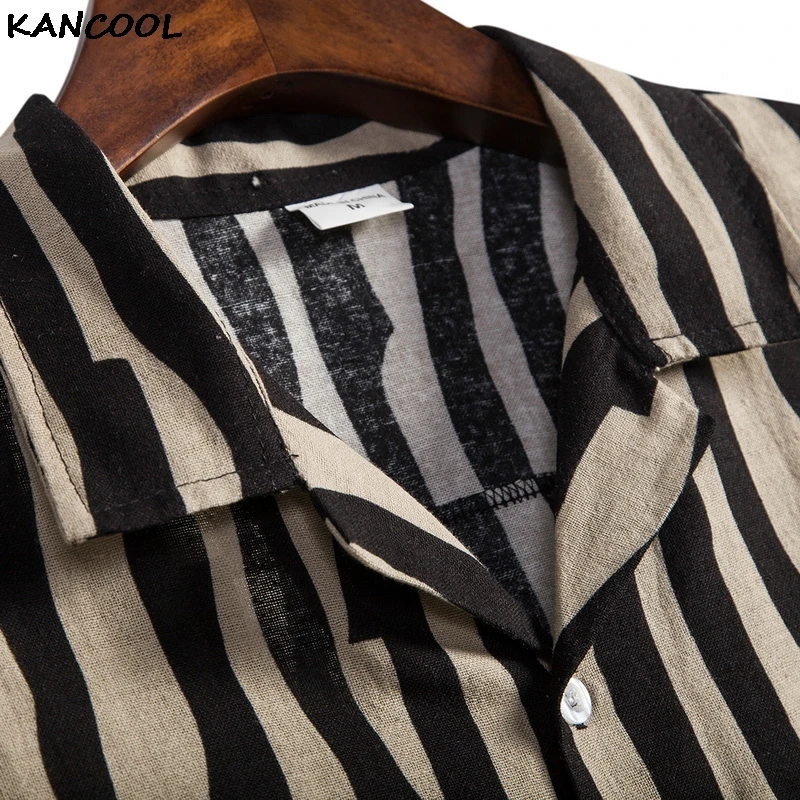 

KANCOOL Shirt Mens Loose Multi Color Stripe Lump Chest Pocket Short Sleeve Round Hem Shirts Loose Blouse Shirts For Men