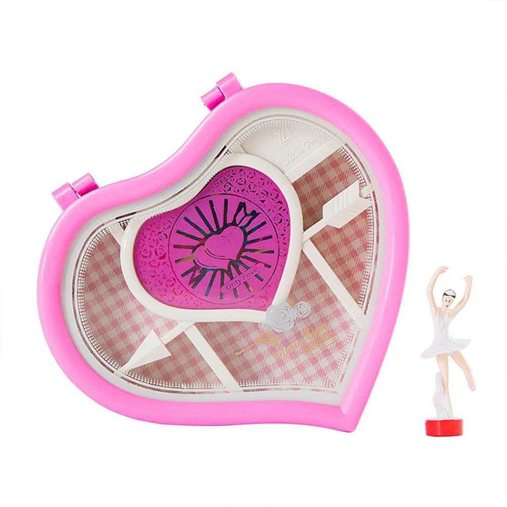 Музыкальная шкатулка в форме сердца Танцующая балерина для украшений карусель