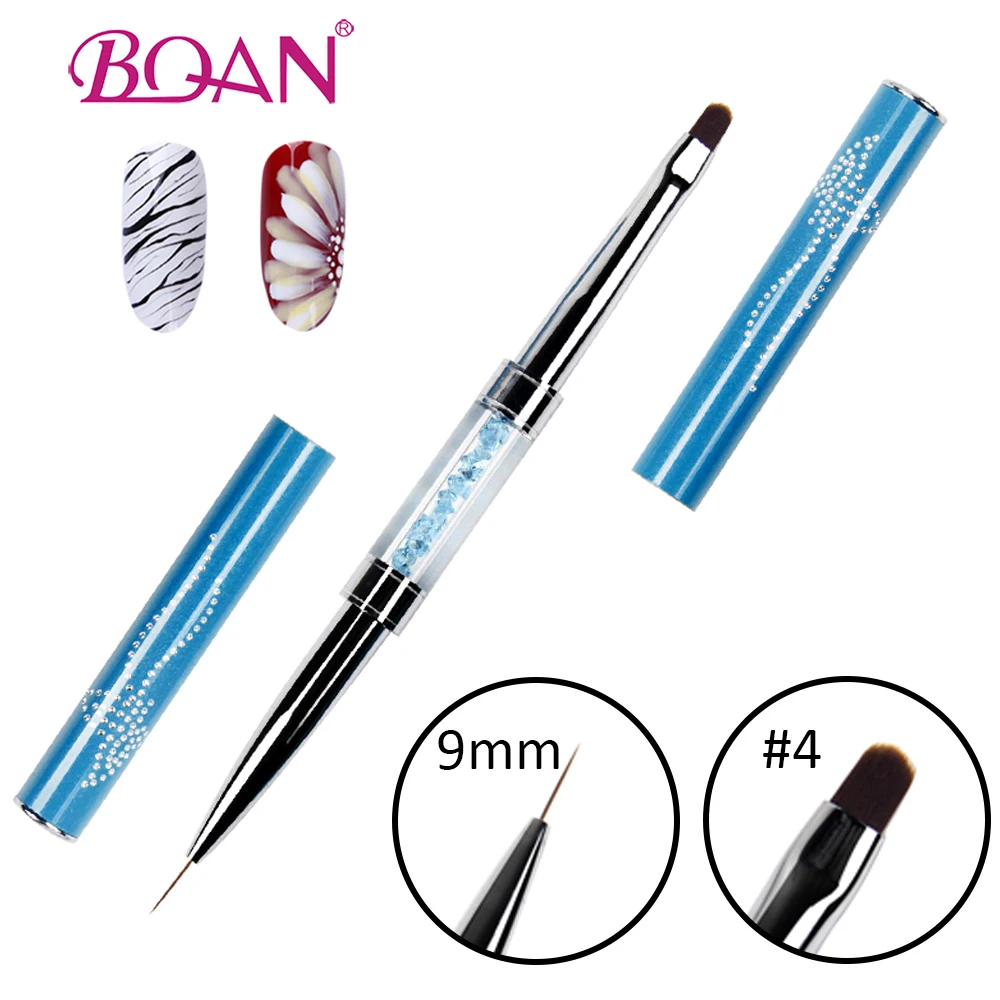 

BQAN 1 шт., двухсторонний УФ-Гель-лак, кисть для рисования цветов в полоску, кисть для наращивания ногтей, инструмент для маникюра