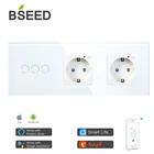 BSEED 3 Gang Smart Wifi сенсорный выключатель с двойная розетка ЕС работать с Tuya Alexa Smart Home приложение 3 цвета для товары для дома