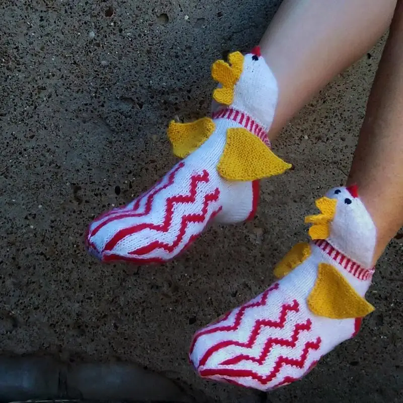 

Christmas Gift Chicken Slipper Socks Knitting Pattern Knit Hen Slipper Farm Animal Pattern Colorwork Socks For Chicken Lover