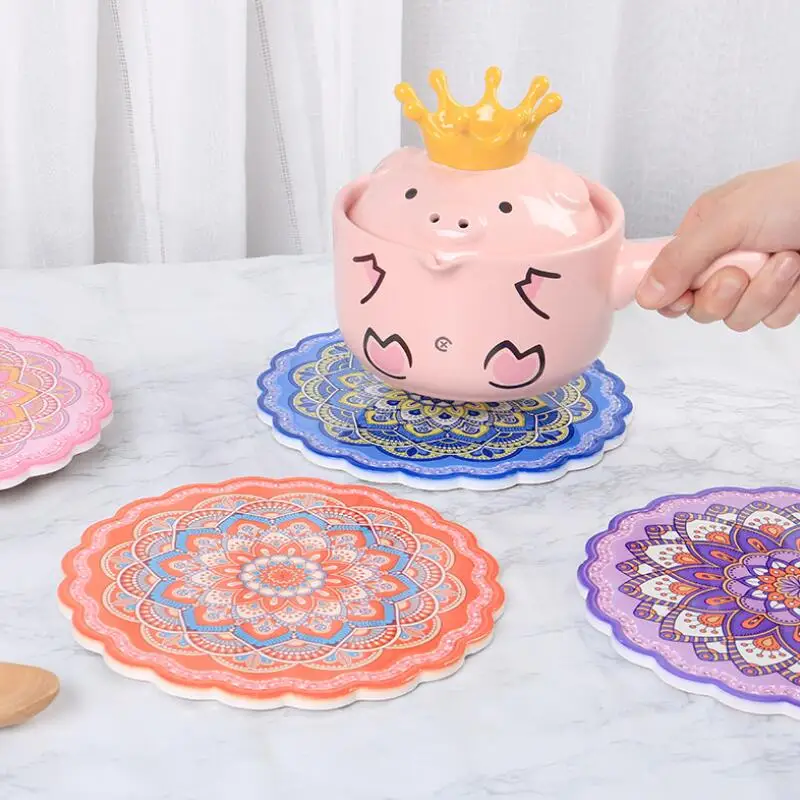 2 шт. креативная квадратная керамическая пробковая Настольная лампа с мандалой