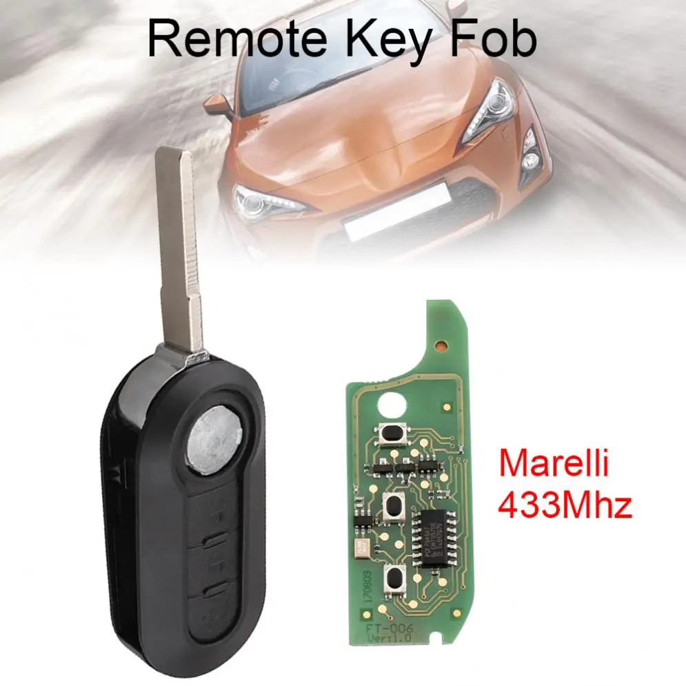 Дистанционный Автомобильный ключ Marelli 433 МГц 3 кнопки с чипом ID46 и лезвием SIP22