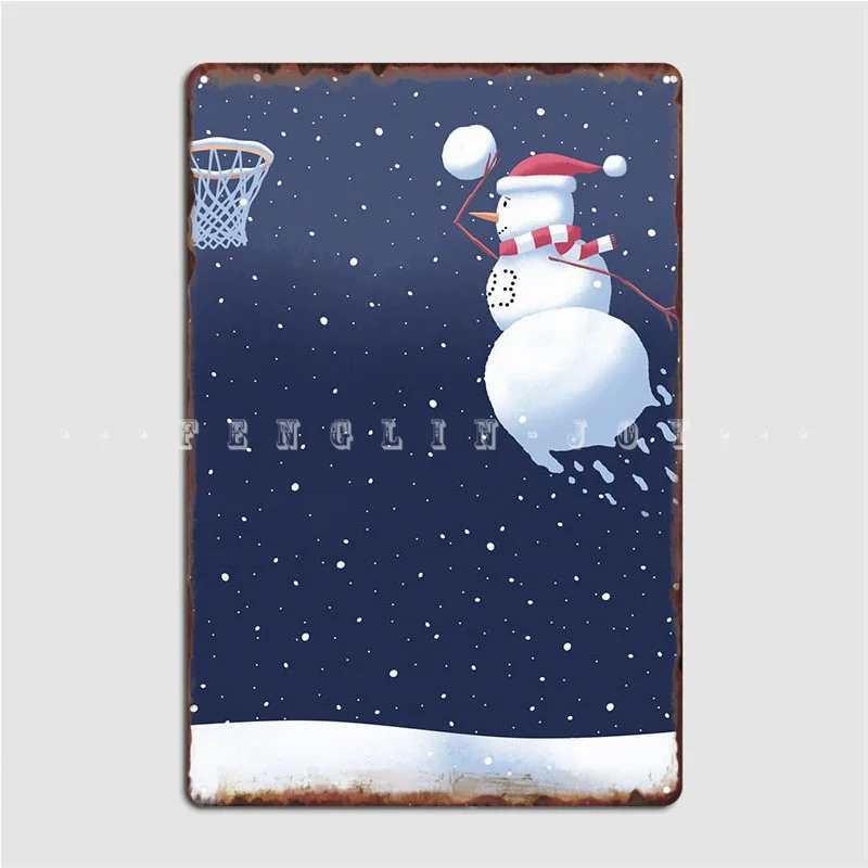

Dunking Snowman Metal Sign Painting Décor Retro Cave Pub Cinema Living Room Tin Sign Posters