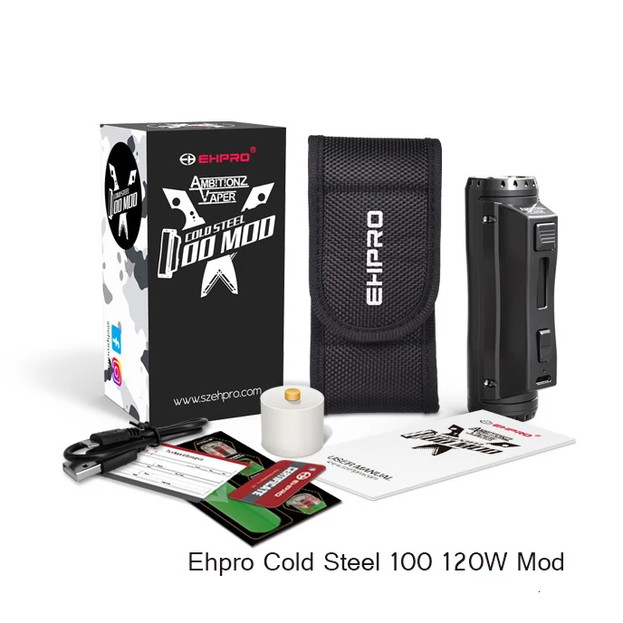 Ehpro холодной Сталь 100 мод электронная сигарета 120 Вт TC Box Mod совместим с 21700/20700/18650