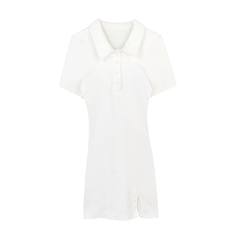 

2021 summer new style POLO collar simple fashion skirt slim design niche temperament dress women