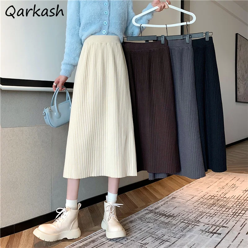 

Юбка Женская эластичная до середины икры, элегантная уличная одежда в стиле Харадзюку, повседневный шикарный стиль, в стиле преппи для колл...