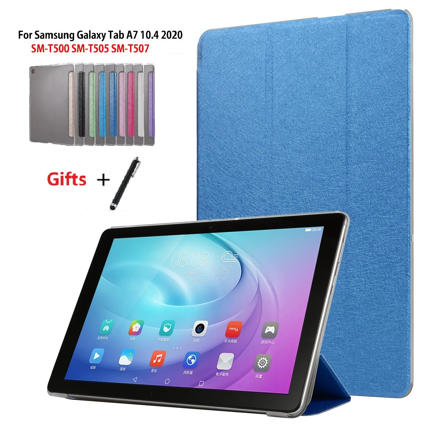 

Slim Funda for Samsung Galaxy Tab A 10.1" 2019 Smart Sleep wake Tablet Stand Cover for Galaxy Tab A7 10.4 SM-T500/T505 with pen