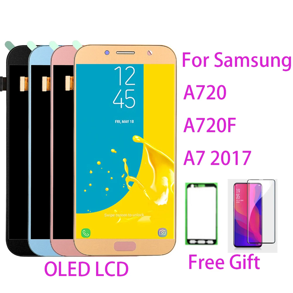 ЖК экран OLED для Samsung Galaxy A720 дигитайзер сенсорного экрана дисплей в сборе A7 2017 A720F