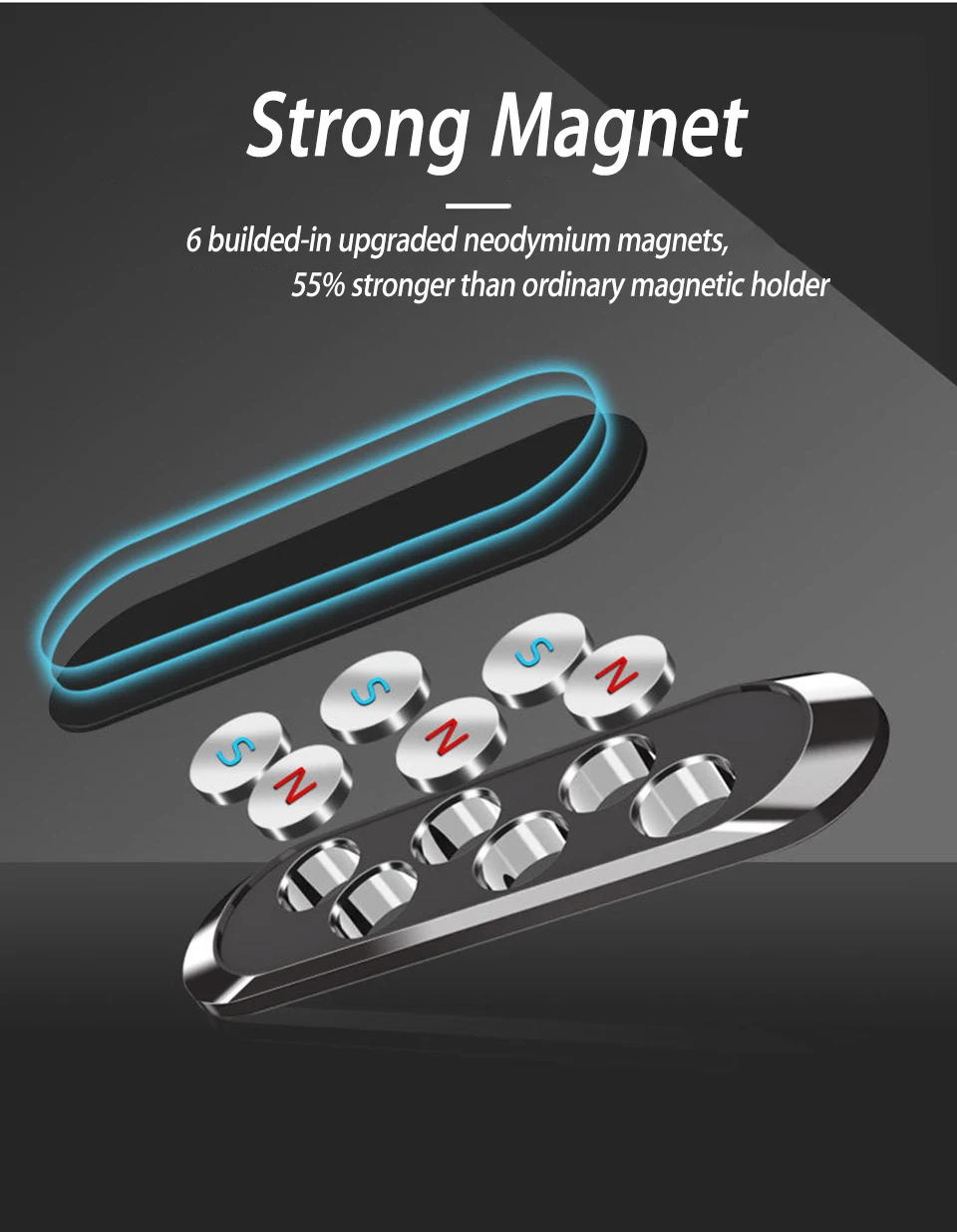 Магнитный автомобильный держатель для телефона мобильного Мини поперечного