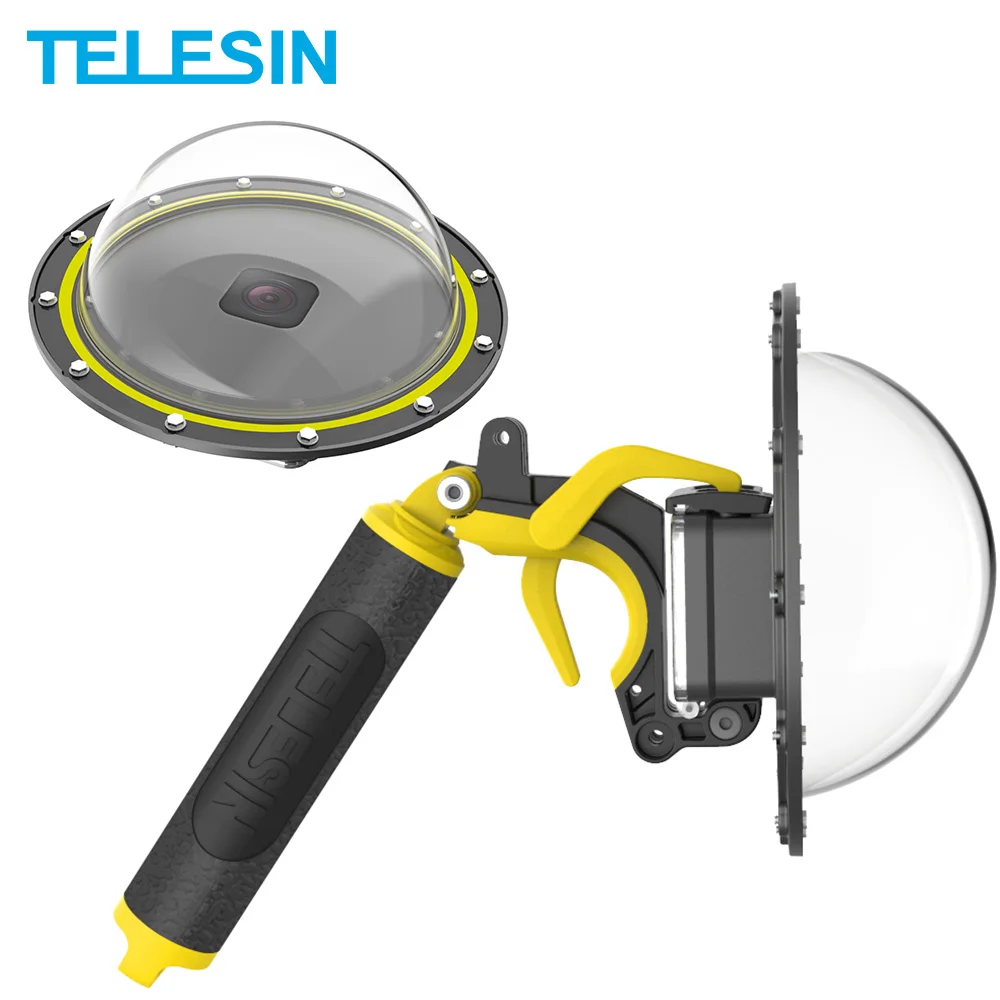 

TELESIN Dome Port 30M Waterproof Diving Cover Housing Case 6'' Floating Handle Trigger For GoPro Hero 8 Camera Accessories