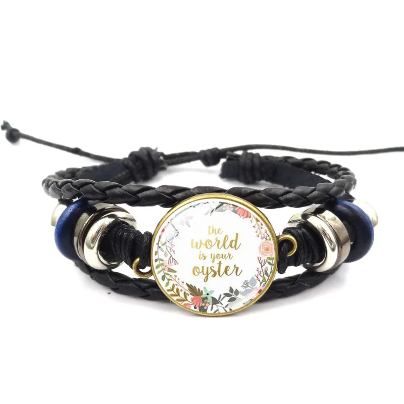 Кожаный браслет с библейским стихом &quotМир вашей устрицы&quot вдохновляющие цитаты