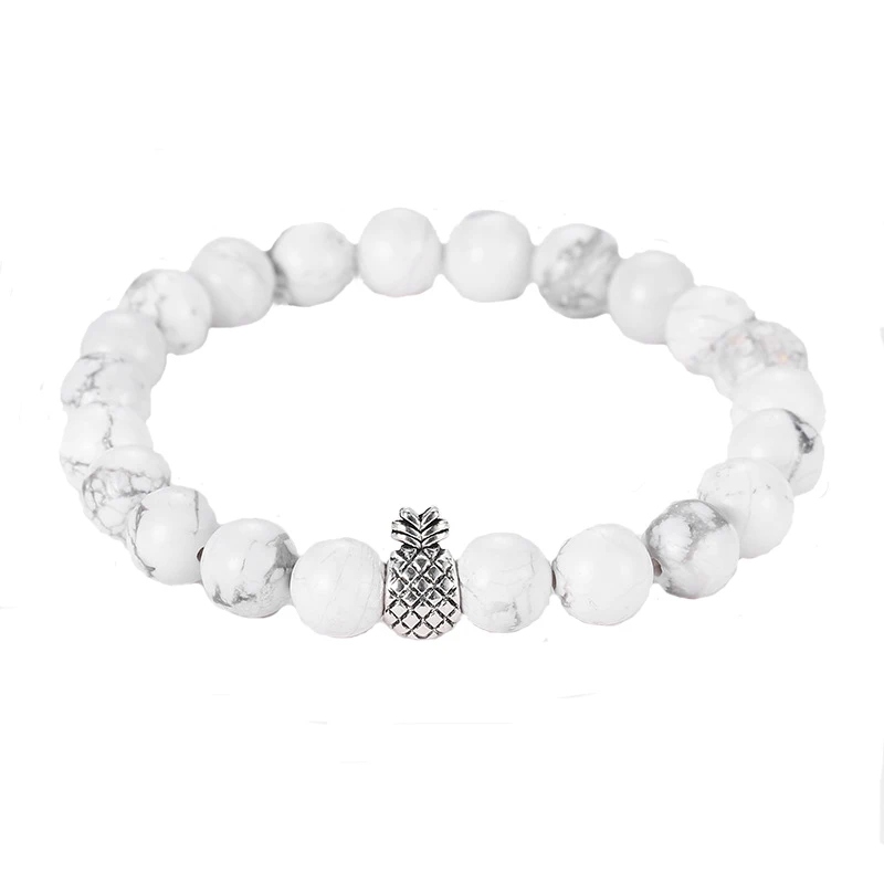 Howlite камень и вулканический из лавового камня камень бусины браслет ананас набор для женщин мужчин стрейч-бижутерия подарок Богемия браслет - Окраска металла: ZT309-1