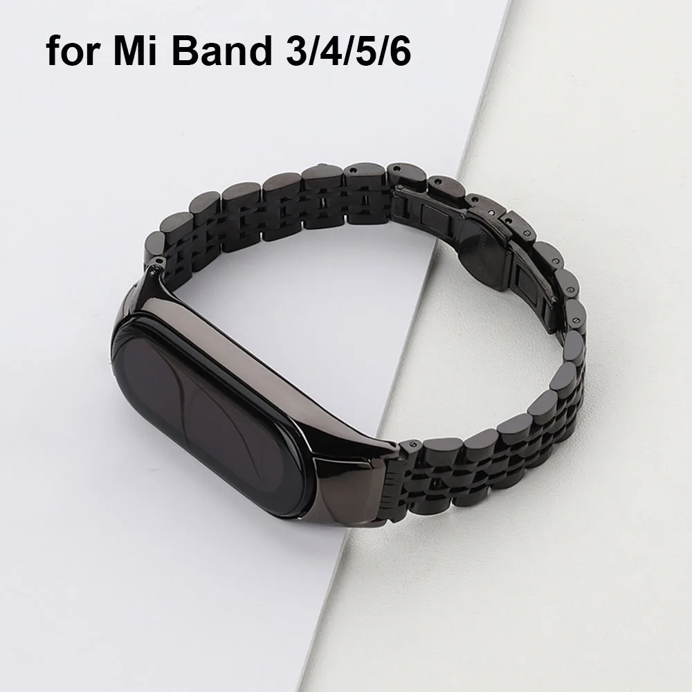 

Black Stainless Mi7 Strap for Xiaomi Mi Band 6 5 4 3 Watch Bracelet Wristband Metal Miband 7 Men Watchband on Mi Band 4 Bands