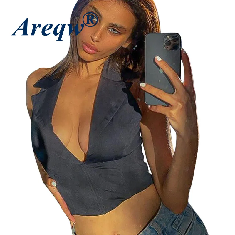 

Summer V-neck Sexy Self-cultivation Bottoming Jersey Vest, Stitching Solid Color Waist Sports Vest Women