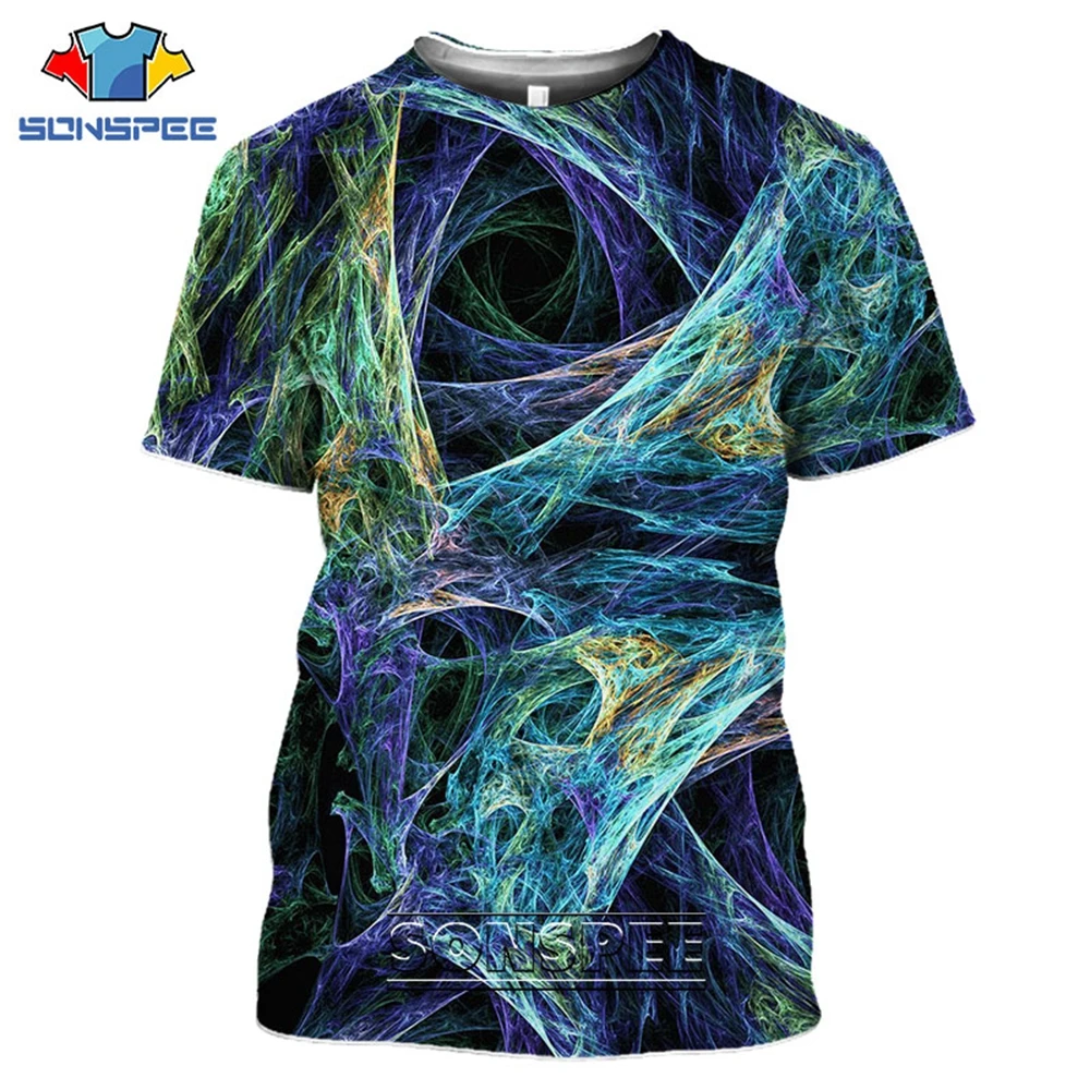 

SONSPEE Three-Dimensional Coloful Plague Abstract 3D Print T-shirts Men Women Fashion O-Neck Shirt Plus Size Streetwear Tees Top